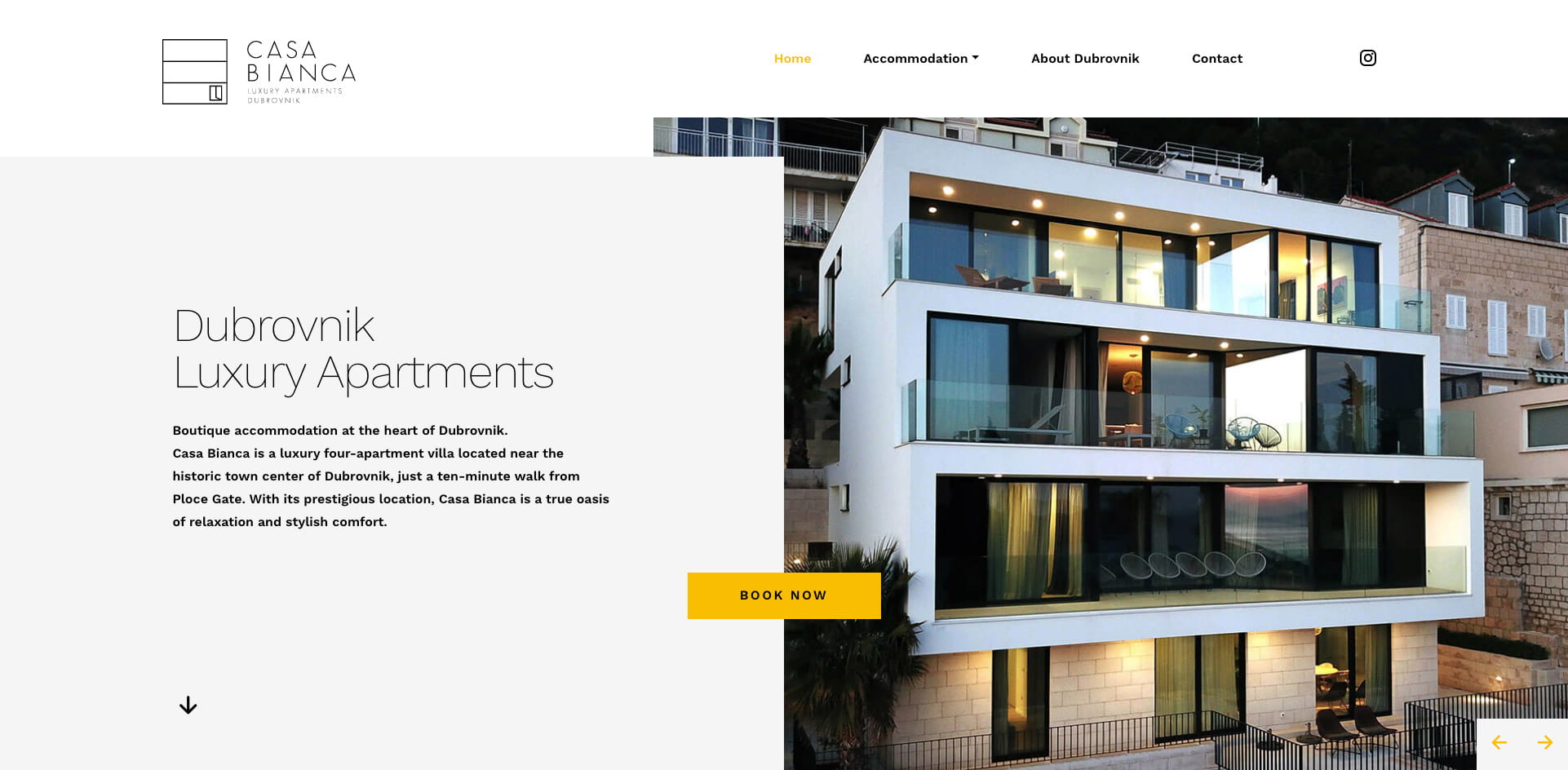 Dizajn i izrada web stranice za turizam Casa Bianca - intro prikaz naslovnice web stranice